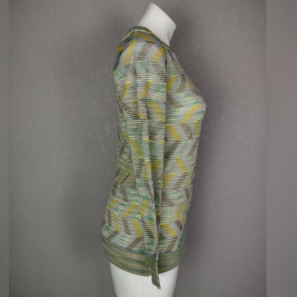 M Missoni Pattern Rib Knit Wool Blend Sweater Ocra Green Size XL - Picture 2 of 16